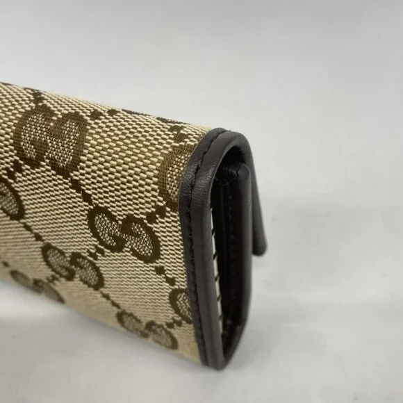Gucci Key Case GG Canvas Beige Brown Champagne Gold Key Holder - Picture 5 of 6